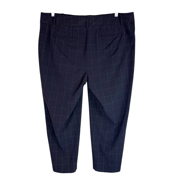 Chico's Fabulously Slimming 3 (US 16) Ankle Pants Navy Blue Windowpane Plaid - Picture 2 of 14